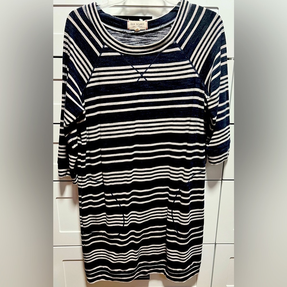 Max Studio Weekend Black Striped Casual Dress D2